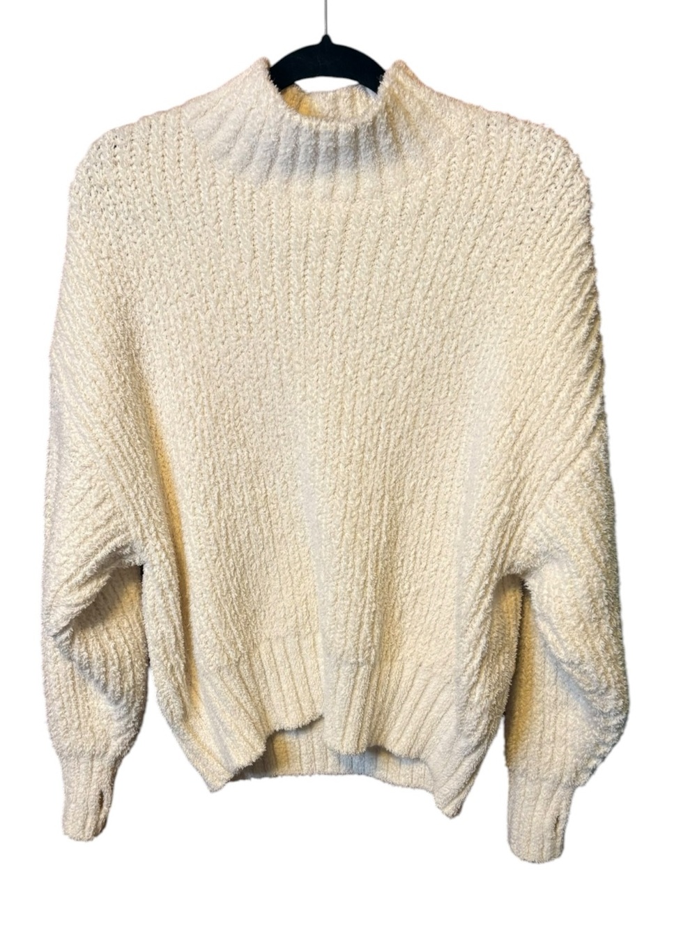 OFFLINE by Aerie Fuzzy Oversized Sweater Cream Small Mock Neck Cozy